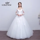 Женское свадебное платье с вырезом лодочкой, элегантное бальное платье невесты с цветочным орнаментом, свадебное платье принцессы,