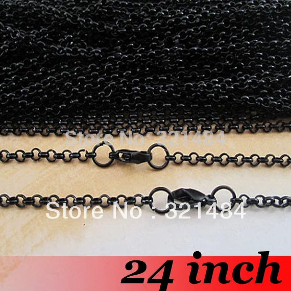 

Gunmetal Black 100pcs 3mm 24inch Rolo Chain Necklace Jewelry Findings Accessories