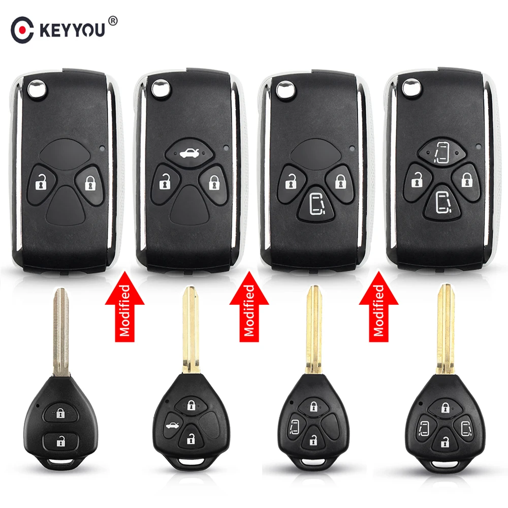 KEYYOU 10x модифицированный чехол для дистанционного ключа от машины оболочка FOB Toyota