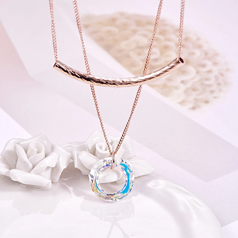 Бренд malanda круглое ожерелье кристаллы от SWAROVSKI Модные металлические подвески s