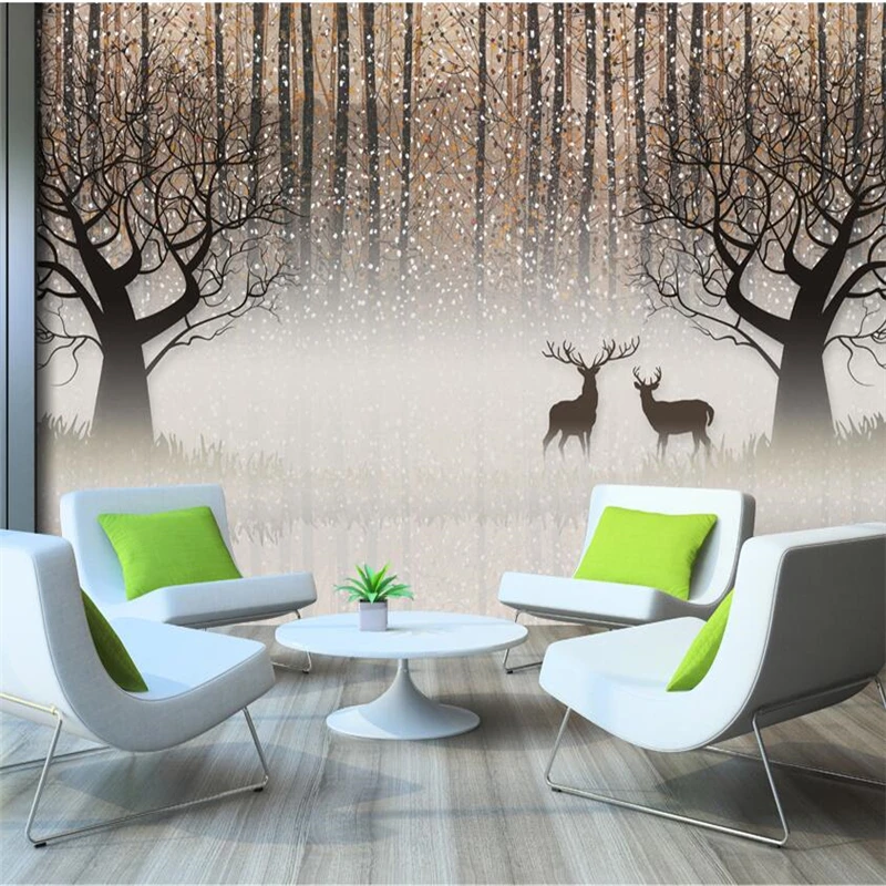 

wellyu papel de parede 3d Custom wallpaper Retro Nostalgic Forest Elk 3D TV Backdrop Decorative Painting papel tapiz