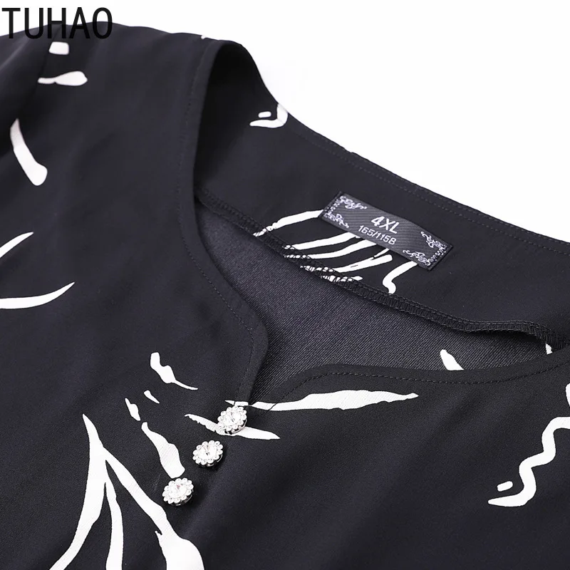TUHAO, рубашки больших размеров 10XL 9XL 8XL, офисные женские блузки, женские летние топы большого размера, блузка черного цвета с бисером, элегантная рубашка для мамы