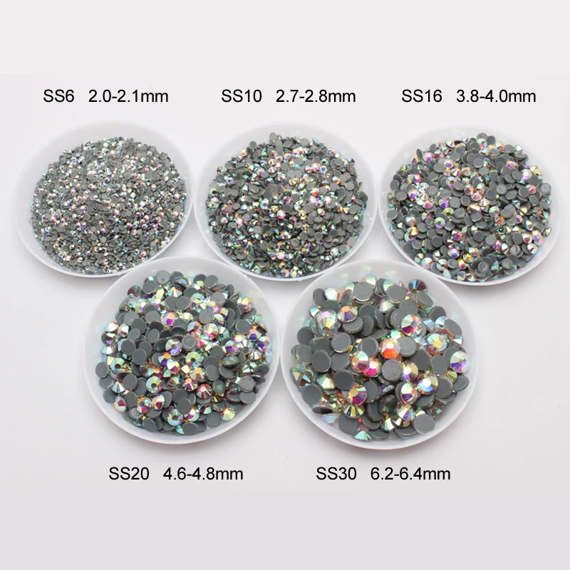 

Bulk Packing AAAAA Top Quality Crystal AB Hot fix Rhinestones Iron On Rhinestones For Clothes High Quality SS6 -SS30 DMC stones