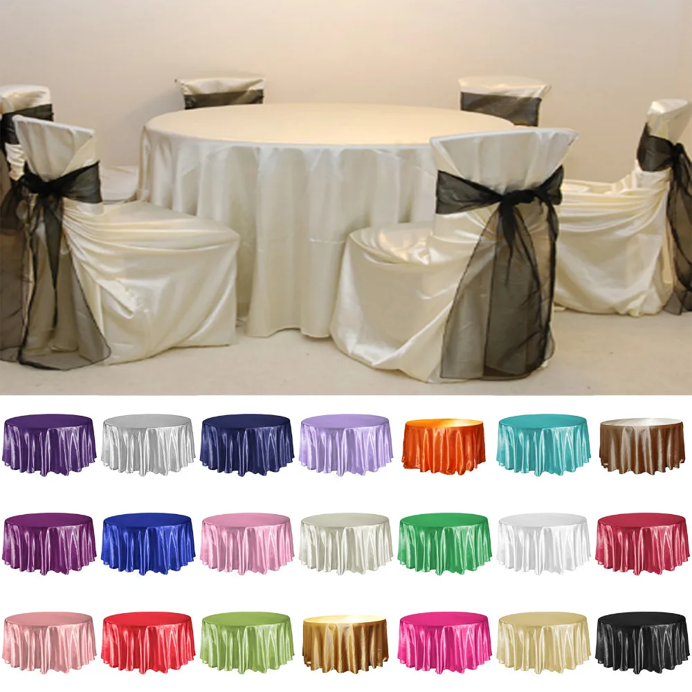 

120 Inch Round Satin Tablecloths wedding birthday home party decoration Table Cover Restaurant Banquet Decorations supplies