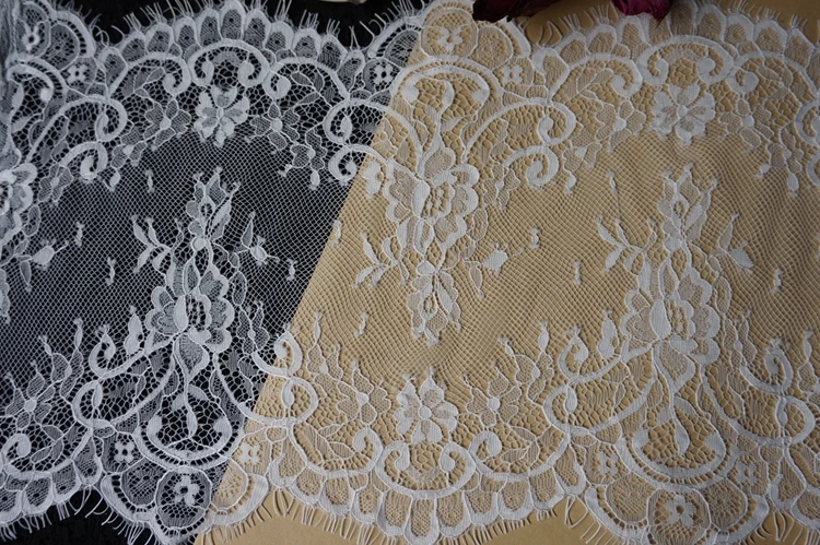 New Chantilly Lace Trim In Black White Floral Embroidered Eyelash For Home Decor Bridal Sash Wedding Dress | Дом и сад