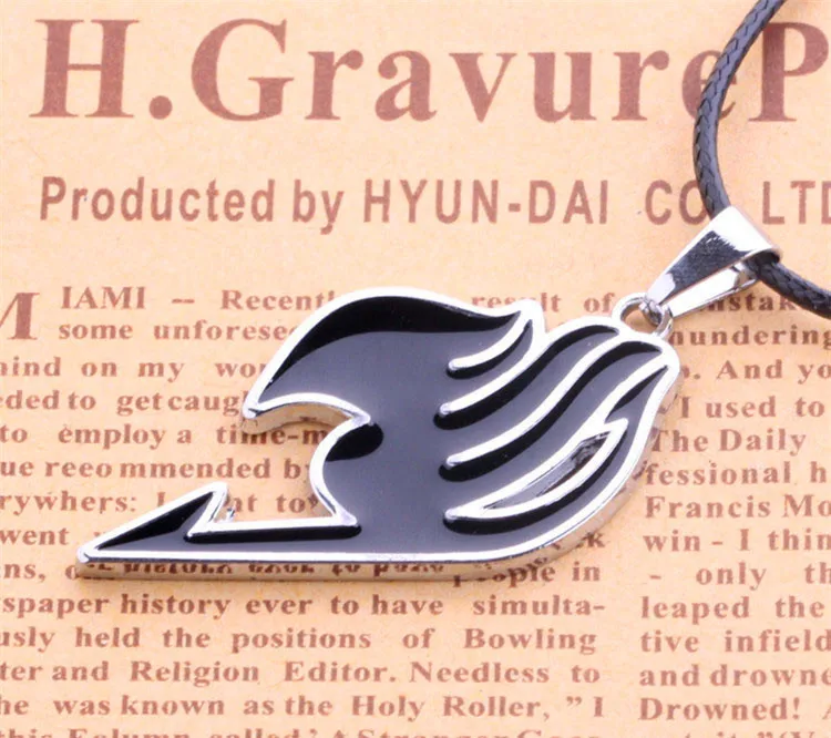 4 colors anime Fairy Tail guild logo badge pendant necklace leather cord chain | Украшения и аксессуары