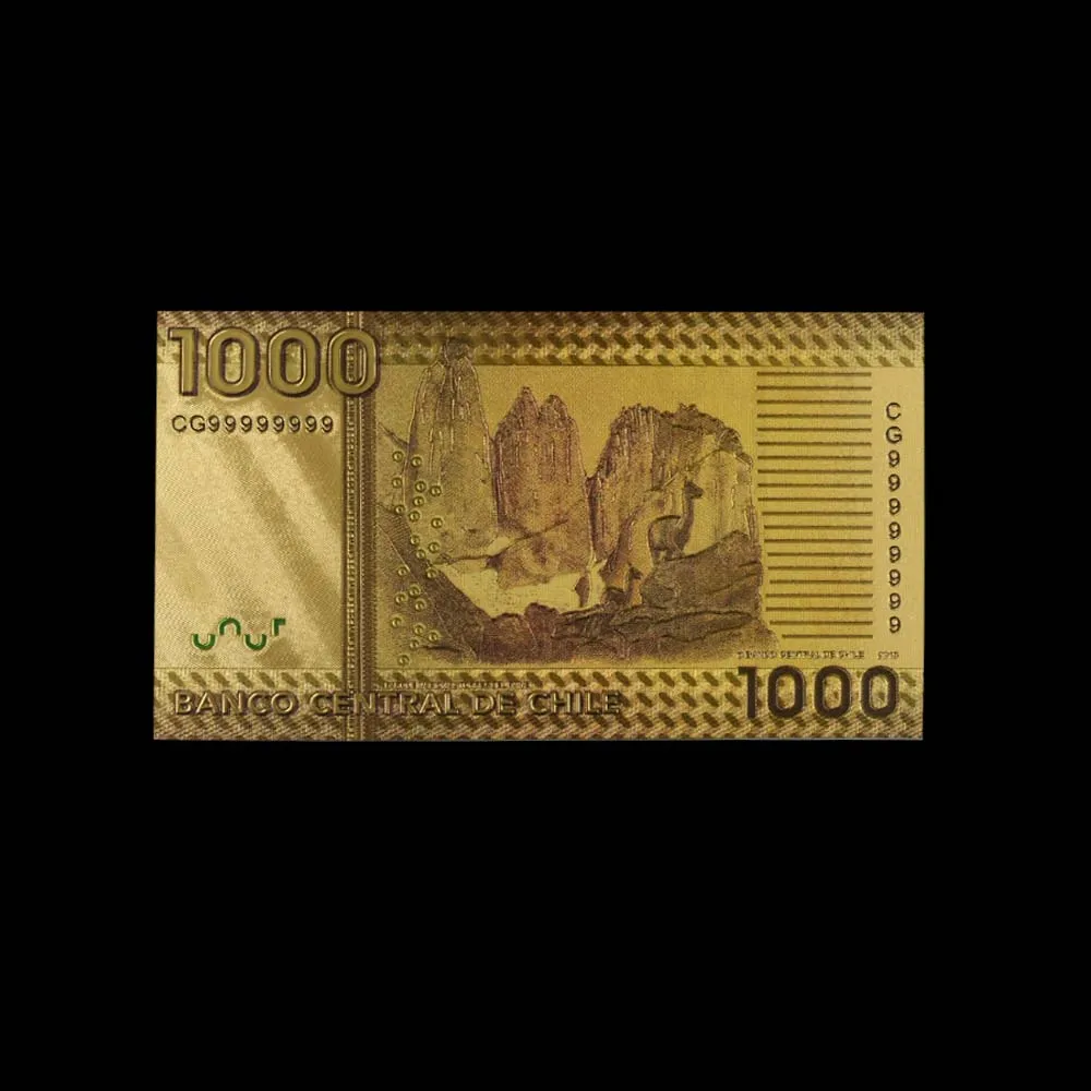 10 шт./лот новые продукты Чили 1000 песо золотые банкноты красочные мировые для