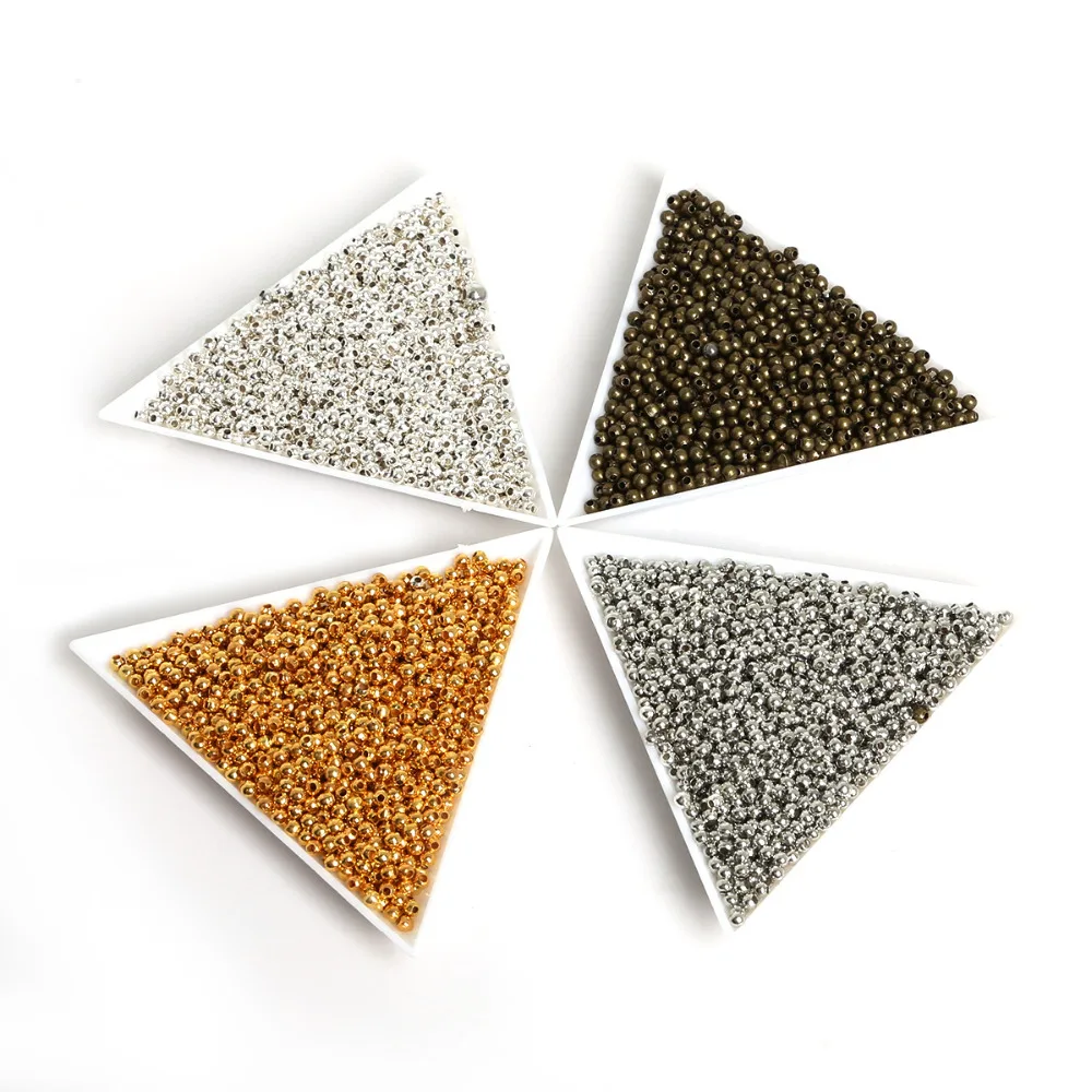 Круглые бусины с золотым/родиевым/латунным покрытием для ожерелий браслетов