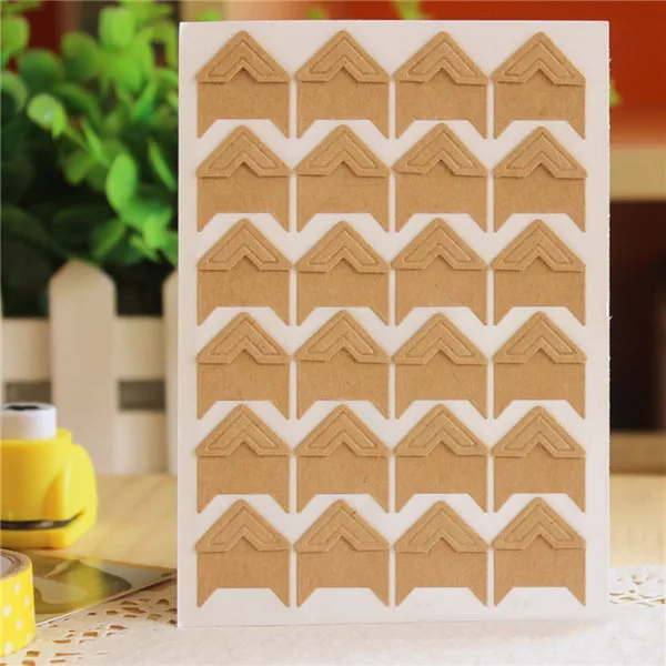 Yellow 24 шт.(1 лист) DIY Фотоальбом скрапбук Угловой стикер фотоальбомы крафт-бумага наклейка s для фотоальбомов рамка украшения - Цвет: Yellow