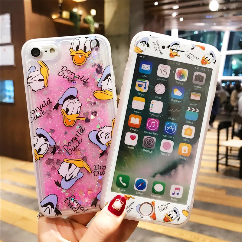 Для iphone 8 plus мультфильм Микки динамический с блестками и жидкостью чехол сияющими