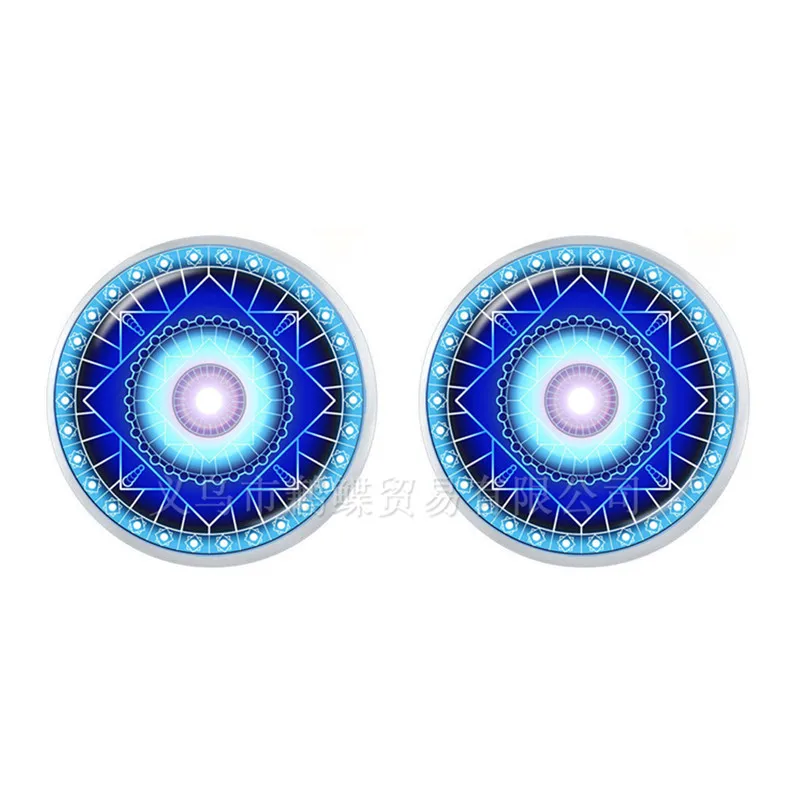 OM Yoga Mandala Stud Earrings 12mm Glass Dome Cabochon Zen Buddhism Mandrake Silver Plated For Women Girls Trendy Gift | Украшения и