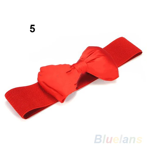 

Fashion Elegant Wide Stretch Buckle Bowknot Waistband Waist Elastic Bow Belt 7F2N 9BZ4