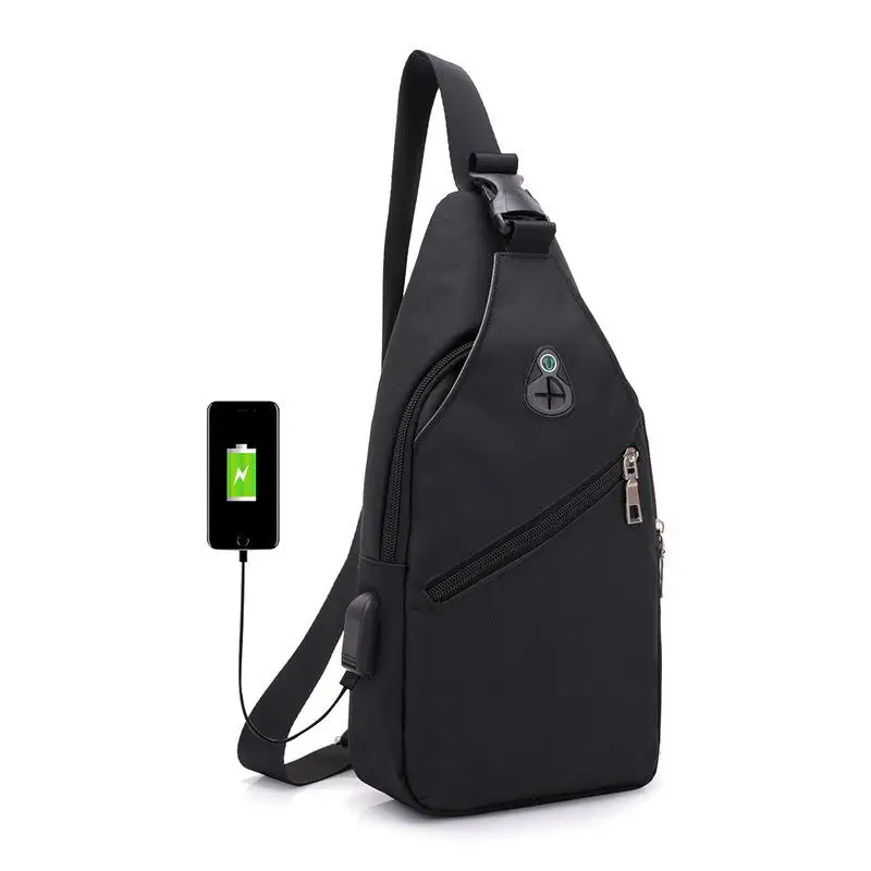 Black Chest Bag Новая многофункциональная Мужская нагрудная сумка с наушниками, сумки через плечо, мужская сумка через плечо, мужская сумка-рюкзак - Цвет: Black Chest Bag