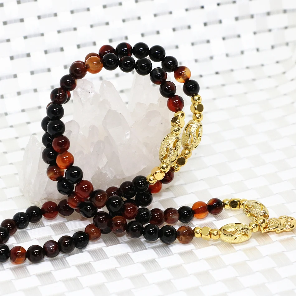 Round beads cute cat pendant vintage natural stone dream agat 6mm multilayer bracelet for women carnelian onyx diy jewelry B2196 | Украшения