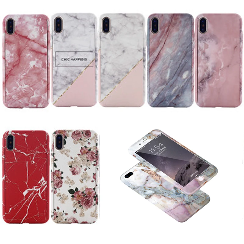 Чехол для iPhone Xs Max 360 защитный чехол с цветочным мраморным камнем X XS XR 7 8 6s Plus