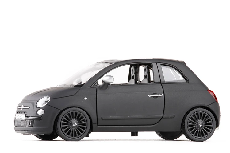 Литая металлическая матовая черная модель автомобиля FIAT 1/36 в масштабе 500 игрушка