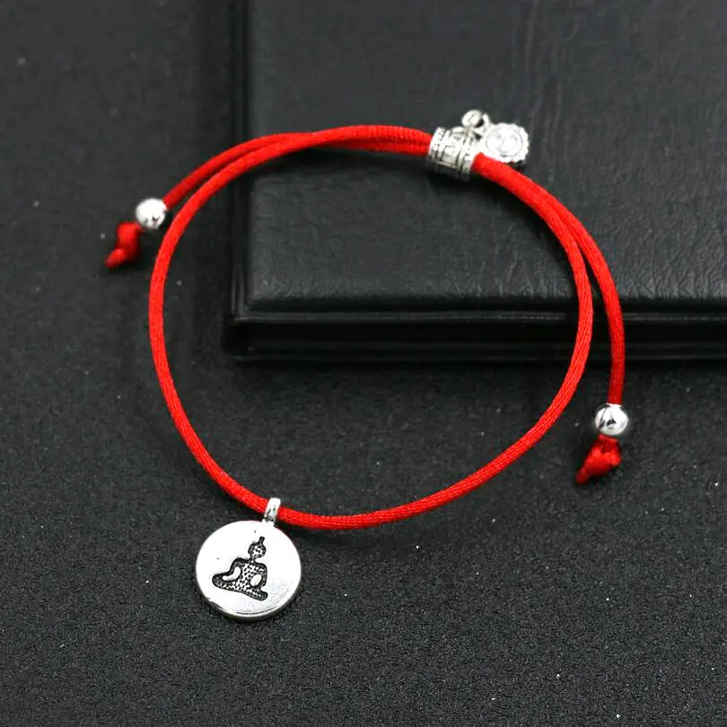 Буддизм красная веревочная нить струны шнуры OM лотоса браслеты Будды для мужчин