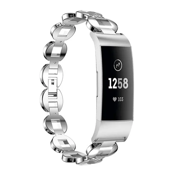 Silver white Ремешки для часов для Fitbit Charge 3 умные часы из нержавеющей стали металлический ремешок на руку женские ювелирные изделия браслет для зарядки 3 ремни - Цвет: Silver white