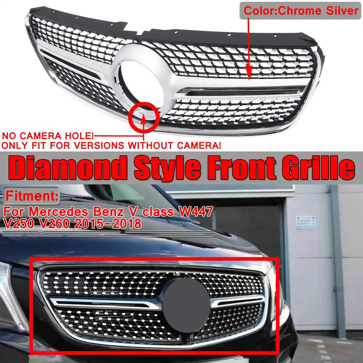 W447 V250 V260 Алмазный автомобильный передний бампер решетка гриль для Mercedes Benz V Class 2015