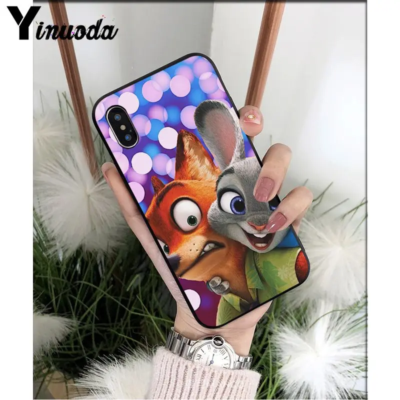 Yinuoda Zootopia Lover fox rabbit DIY раскрашенный красивый чехол для телефона для iPhone X XS MAX 6 6s 7 7plus 8 8Plus 5 5S SE XR