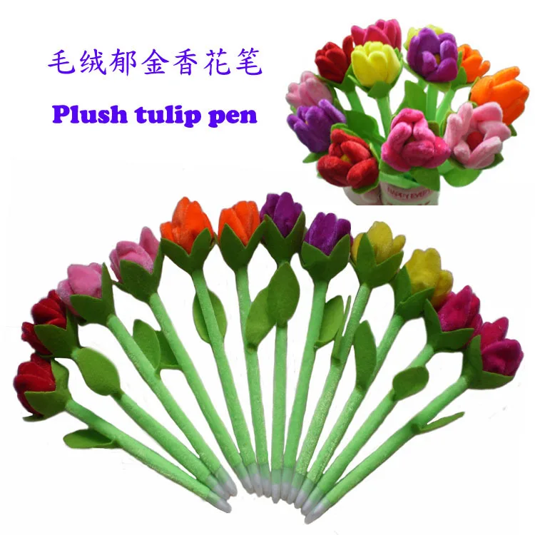 Плюшевая шариковая ручка в виде цветка тюльпана мультяшная оптовая продажа