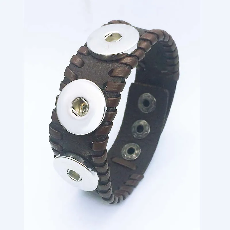 Женский браслет из натуральной кожи ручной работы 12 мм 18 мм|18mm snap button jewelry|snap