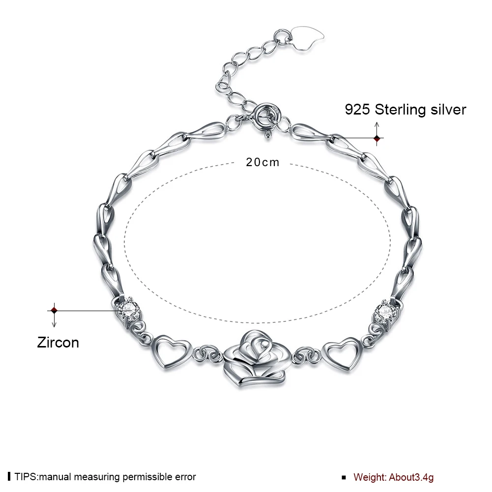 Сюй 925 стерлингового серебра в форме сердца цветы набор Циркон Браслеты девушка