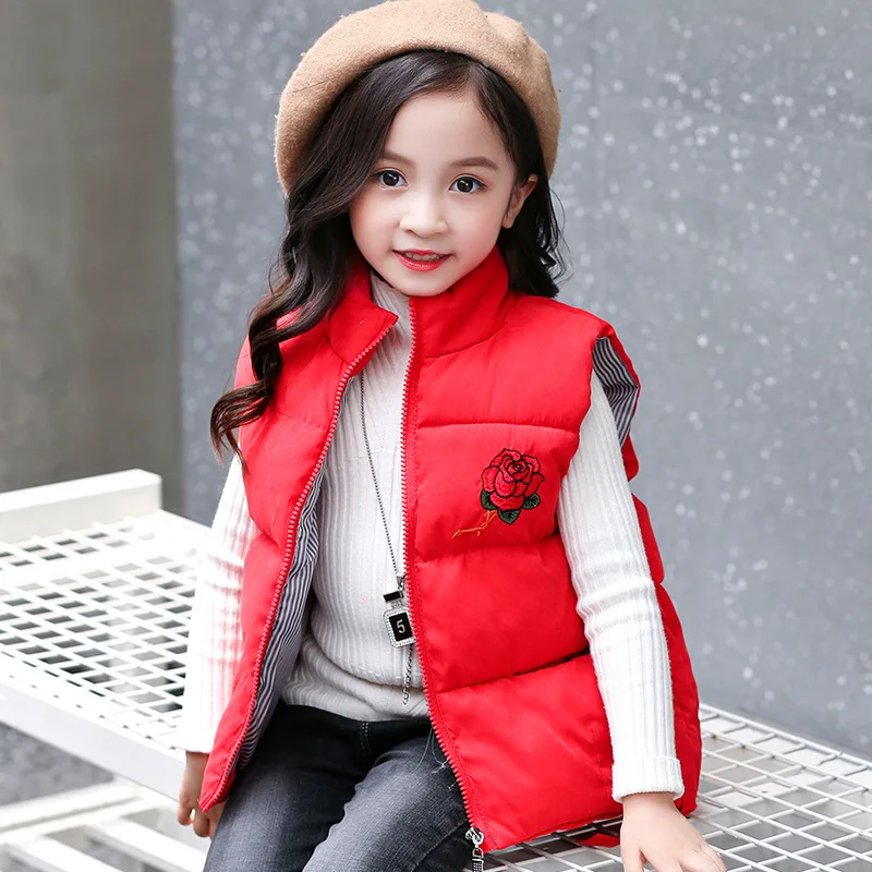Детский жилет 2018 детская одежда с капюшоном куртка цветочной вышивкой зимнее