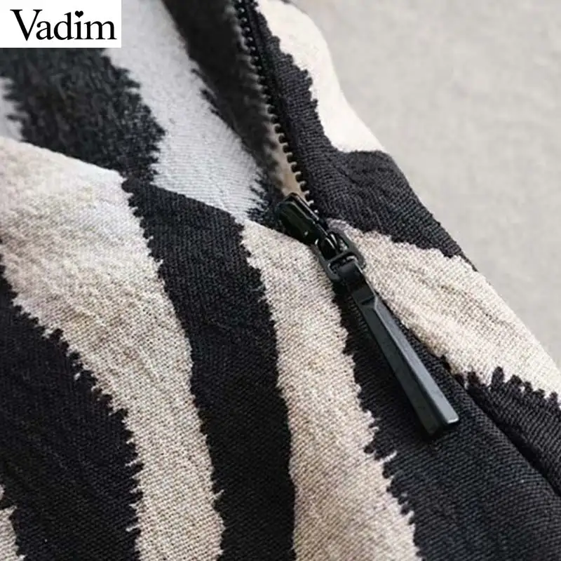 Vadim Женская юбка до середины икры с животным узором принтом зебры Ретро стиль на