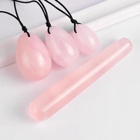 drilled rose quartz yoni egg wand set natural jade massager stone kegel exercise vaginal ben wa ball pleasure stick tool