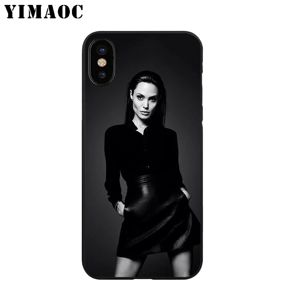 YIMAOC Angelina Jolie роскошный мягкий черный силиконовый чехол из ТПУ для iPhone X или 10 8 7 6 6S