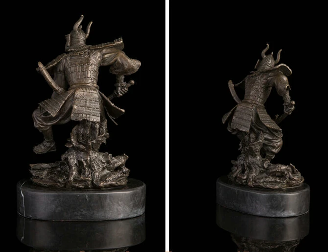 Art Deco Sculpture Japanese Samurai Bronze Statue Signed wholesale factory Arts outlets | Дом и сад
