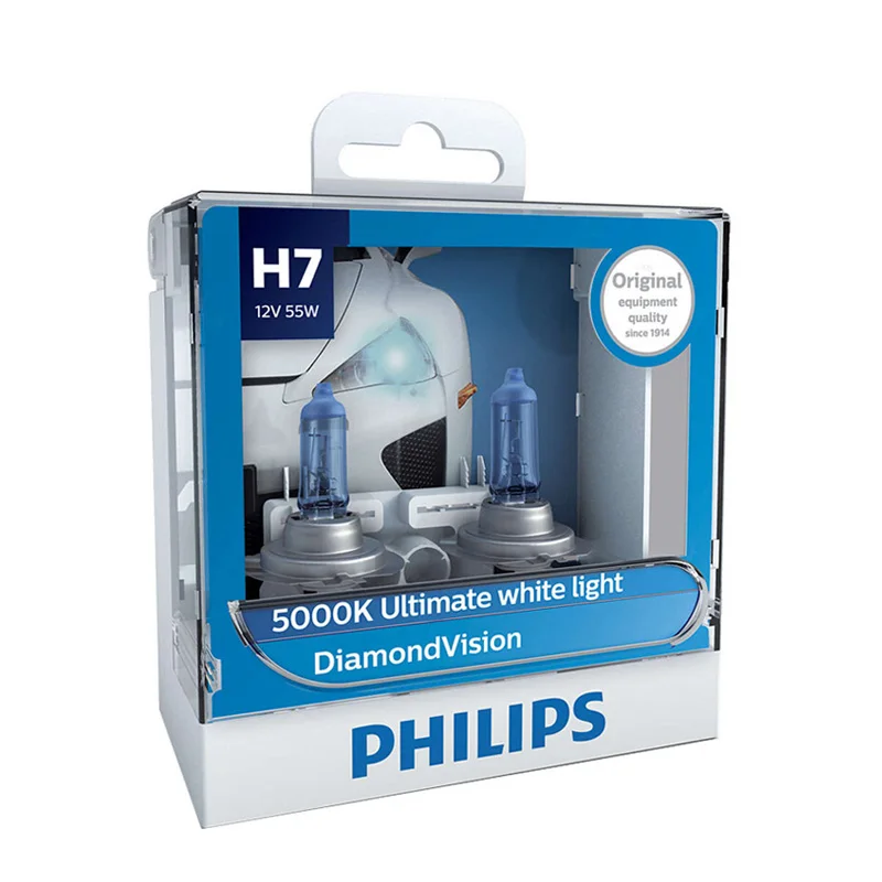 Philips H7 12V 55W PX26d Diamond Vision супер белый светильник 5000K галогенные лампы автоматический