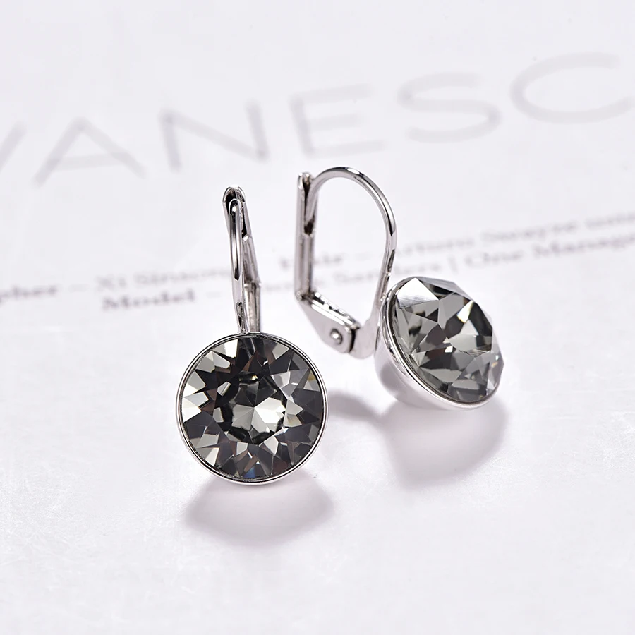 Malanda Crystal From Swarovski Classic Round Small Bella Stud Earrings For Women New Fashion Wedding Jewelry Girl Gift | Украшения и