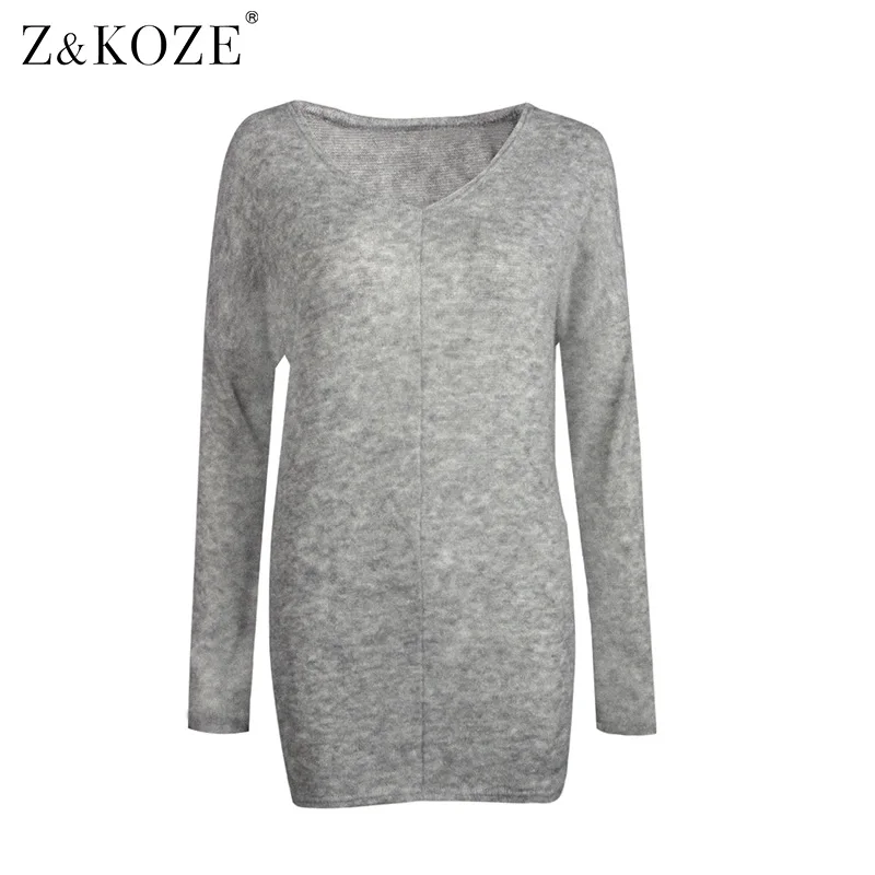 Z &amp koze Для женщин вязаный свитер 2017 Повседневное Лоос Пуловеры для Топы