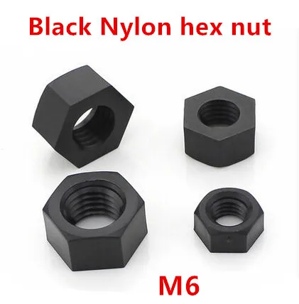 100 шт. M6 нейлоновые черные шестигранные гайки метрические DIN934|nut meat|nut shellernuts 5 |