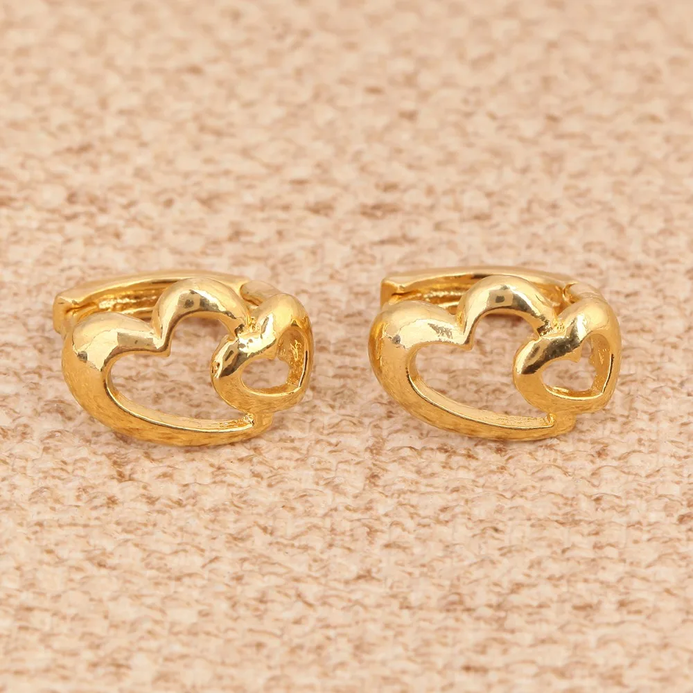 Самые дешевые серьги с сердцем для девочек Дубай золотые ювелирные изделия