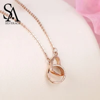 sa silverage love buckle letter love necklaces real gold jewelry 18k rose gold heart pendant necklaces woman pendant chain
