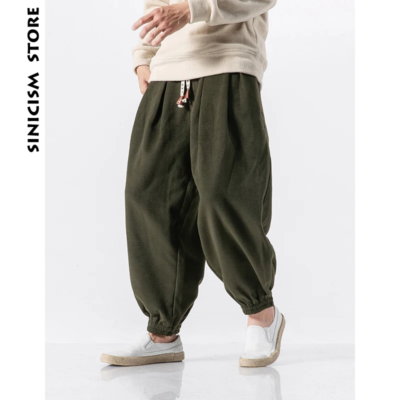 Sinicism Store мужские зимние толстые шаровары 2018 хлопковые однотонные черные джоггеры