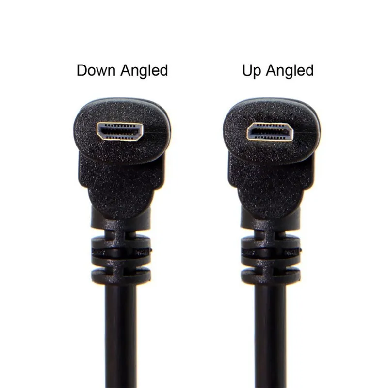 

0.3m HDTV Type A to Micro HDTV Type D Up & Down Angled Elbow 1ft Gold Plated 3D 4K 1080p MicroHDTV Audio for Tablet Camera