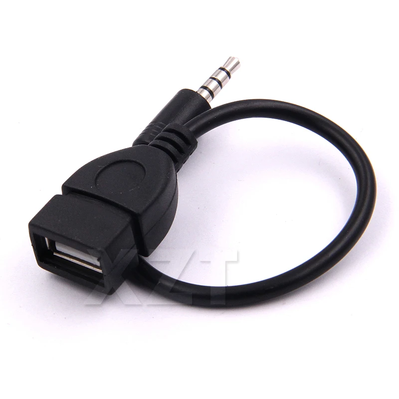 10 шт./лот 3 5 мм штекер аудио AUX разъем к USB 2 0 Тип A гнездо OTG конвертер адаптер