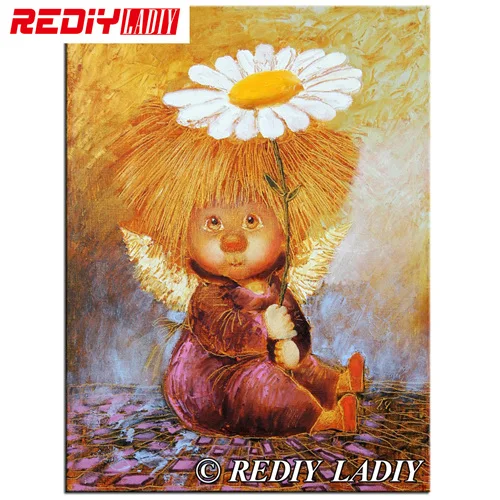 RF79011 EDIY LADIY полная Алмазная вышивка рукоделие DIY Алмазная картина вышивка крестиком ангел с цветы алмазы мозаика домашний декор - Цвет: RF79011