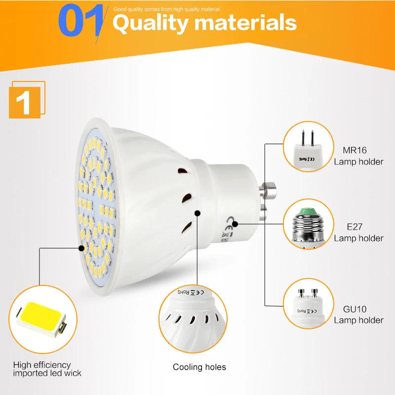 Светодиодная лампа E27 220V 5730 5050 SMD 2835 точечная GU10 bombilas MR16|led bulb e27|led lamp e27led e27 220v |