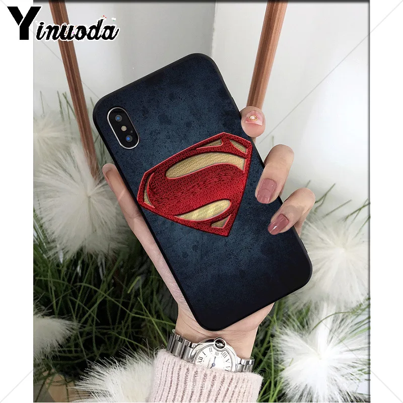Yinuoda DC hero Супермен Силиконовый мягкий ТПУ Черный чехол для телефона для iPhone X XS MAX 6 6s 7 7plus 8 8Plus 5 5S SE XR