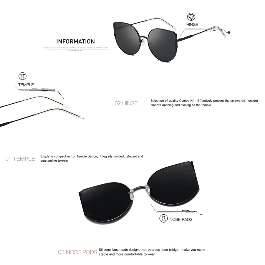 Женские солнцезащитные очки Roza брендовые дизайнерские кошачий глаз в