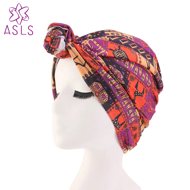 Новый женский тюрбан шляпа в богемном стиле с принтом и узлом Африканский твист