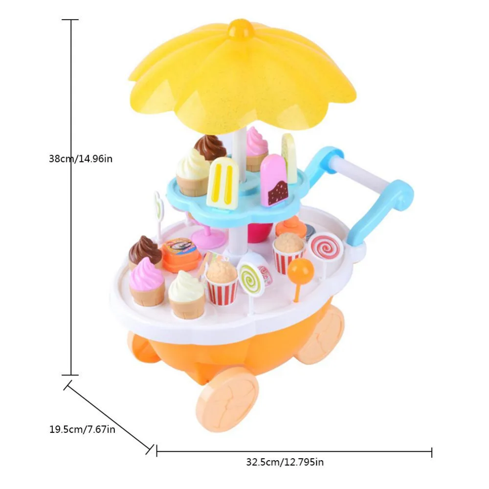 39 шт мини детский домашний симулятор поворотный свет музыка конфеты тележки мороженое тележка