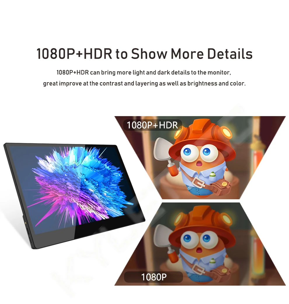 Сенсорный экран портативный монитор 15,6 дюймов type-C Full HD 1080 ips USB C встроенный дисплей с двумя динамиками