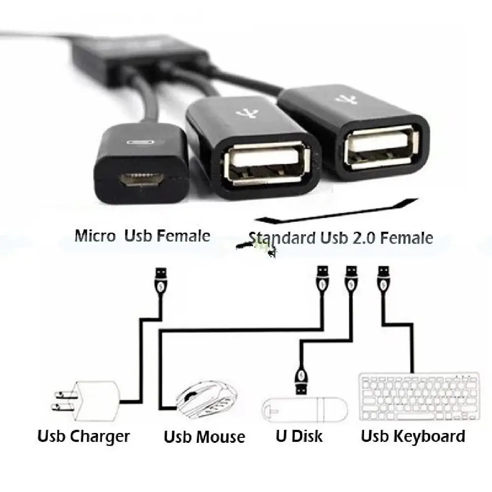 Micro USB мощность OTG концентратор кабель адаптер преобразователь удлинитель 3 в 1 2 0