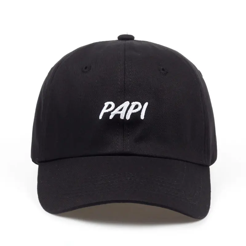 black PAPI2 Хлопок% популярные буквы вышивка папа шляпы Регулируемая Мужская Женская Бейсболка шляпа летняя шляпа для гольфа папа Кепка - Цвет: black PAPI2